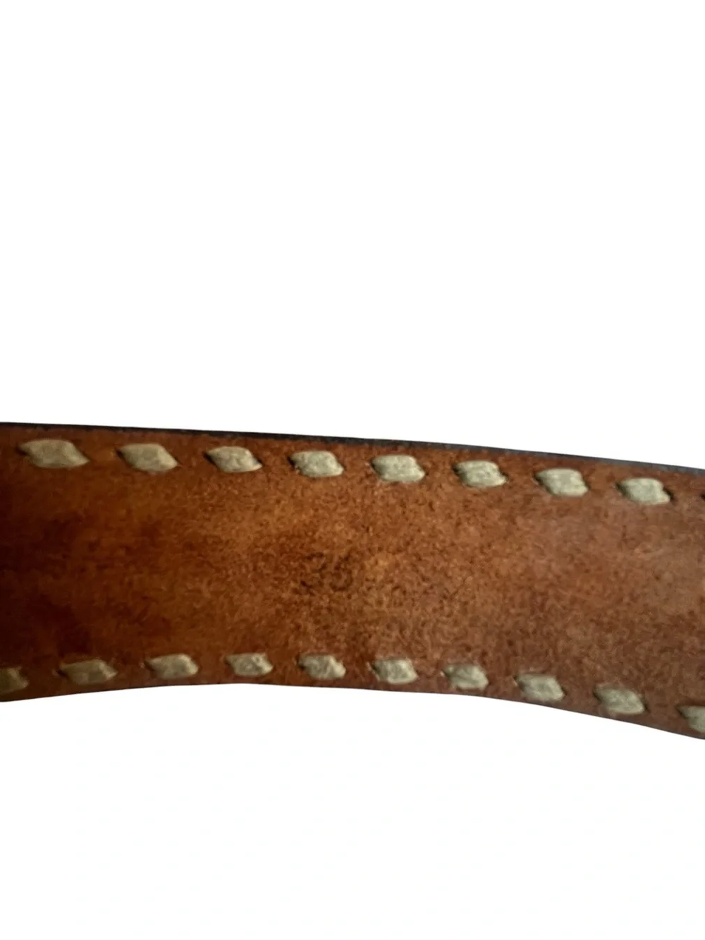 Tooled Floral Leather Belt in Brown with Silver Accents